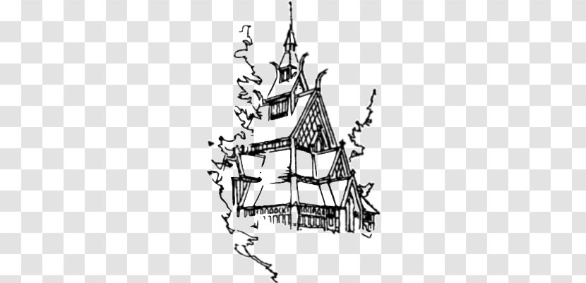 Chapel In The Hills Borgund Stave Church Drawing - Evening Worship Cliparts Transparent PNG