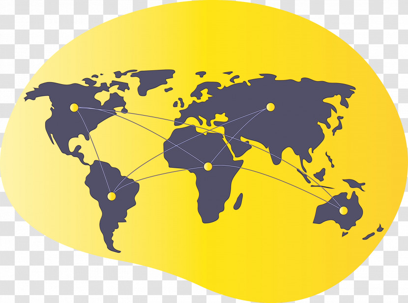 Yellow World Globe Earth Plate Transparent PNG