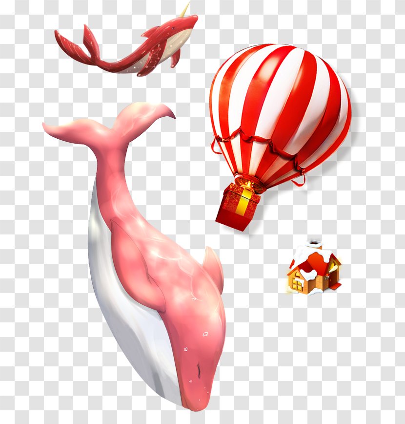 Balloon Clip Art - Tree - Red Hot Air With Dolphins Transparent PNG