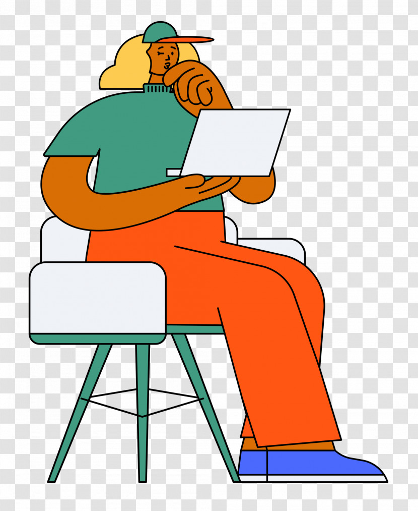 Cartoon Sitting Chair Line Joint Transparent PNG