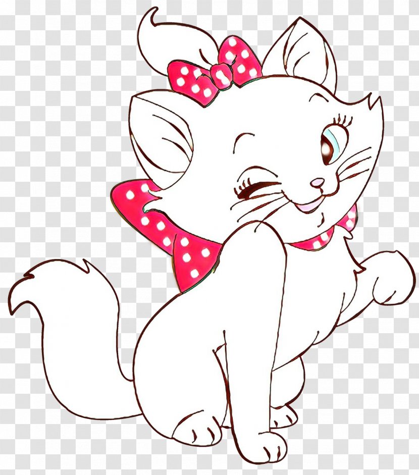 Line Art White Facial Expression Cartoon Nose - Tail - Pink Cat Transparent PNG