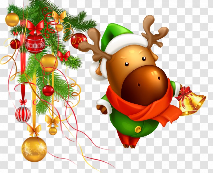 Christmas Decoration Tree Gift - Lights - Holding A Bell Elk Transparent PNG