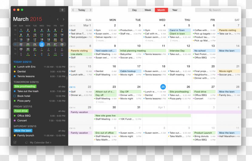 MacOS Calendar Apple - Computer Program - Schedule Transparent PNG