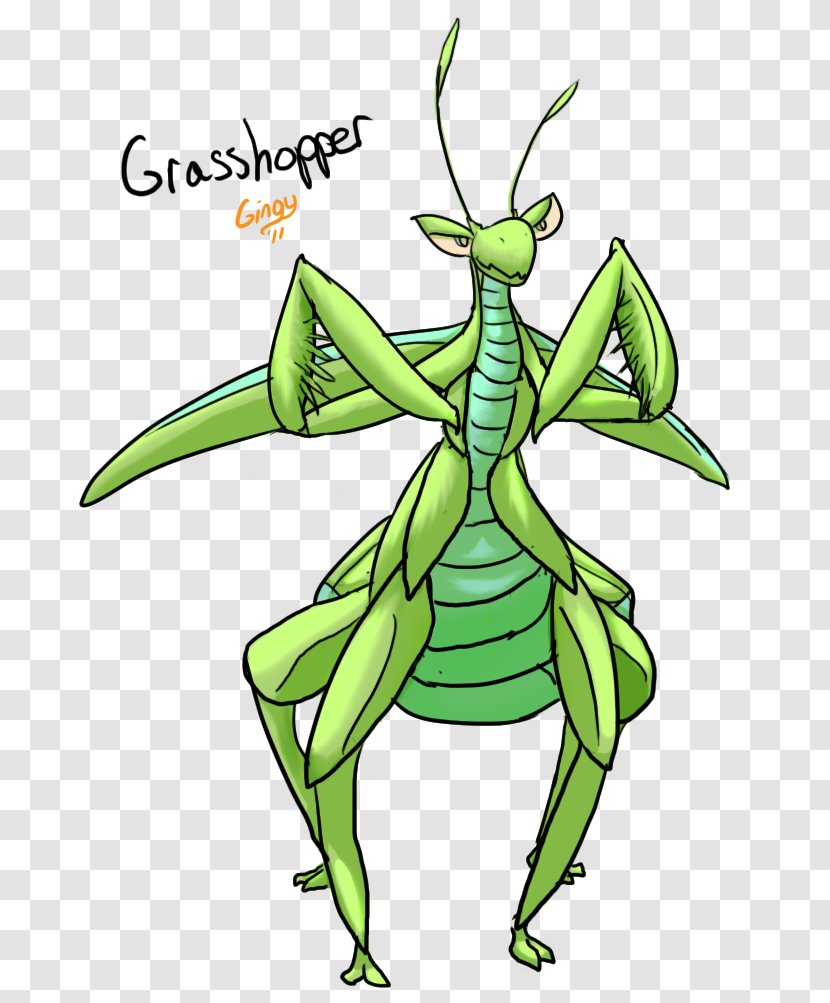 Insect Invertebrate Cartoon Clip Art - Mythical Creature - Grasshopper Transparent PNG