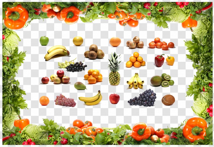 Vegetable Fruit Food - Flower - Border Pattern Transparent PNG