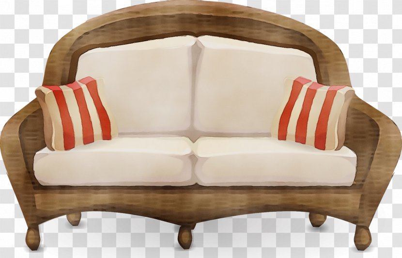 Watercolor Garden - Loveseat - Armrest Beige Transparent PNG