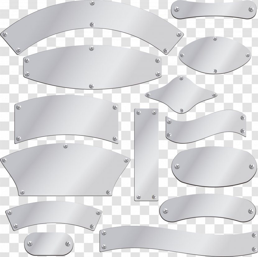Silver Metal Banner - Chrome Plating - Texture Sign Transparent PNG