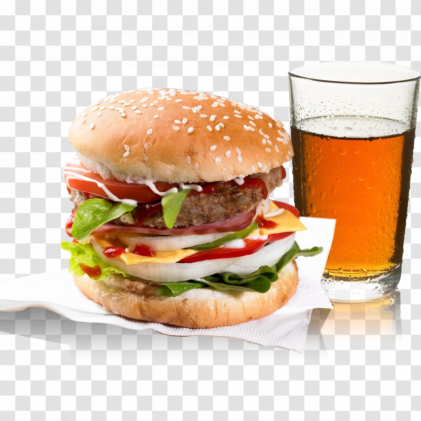 Fast Food Hamburger Cheeseburger Pizza French Fries - Dish - Burger With Coke Transparent PNG