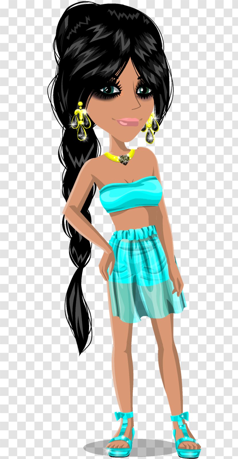 MovieStarPlanet Game Hairstyle Black Hair - Silhouette - Jasmine Transparent PNG