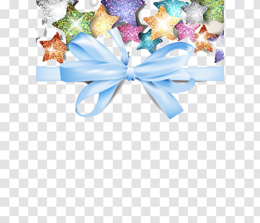 Ribbon Blue Gift Pattern - Color - Bows And Stars Transparent PNG