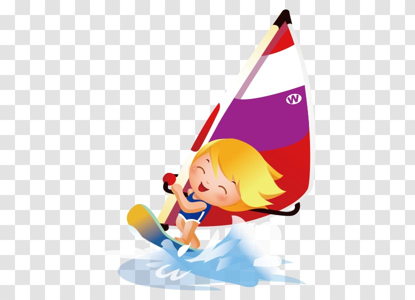 Child Cartoon - Drawing - Hand Painted Sea Rowing Picture Transparent PNG