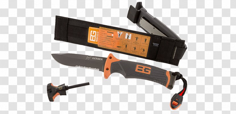 Survival Knife Gerber 31-001901 Bear Grylls Ultimate Pro Gear Blade - Combat Transparent PNG
