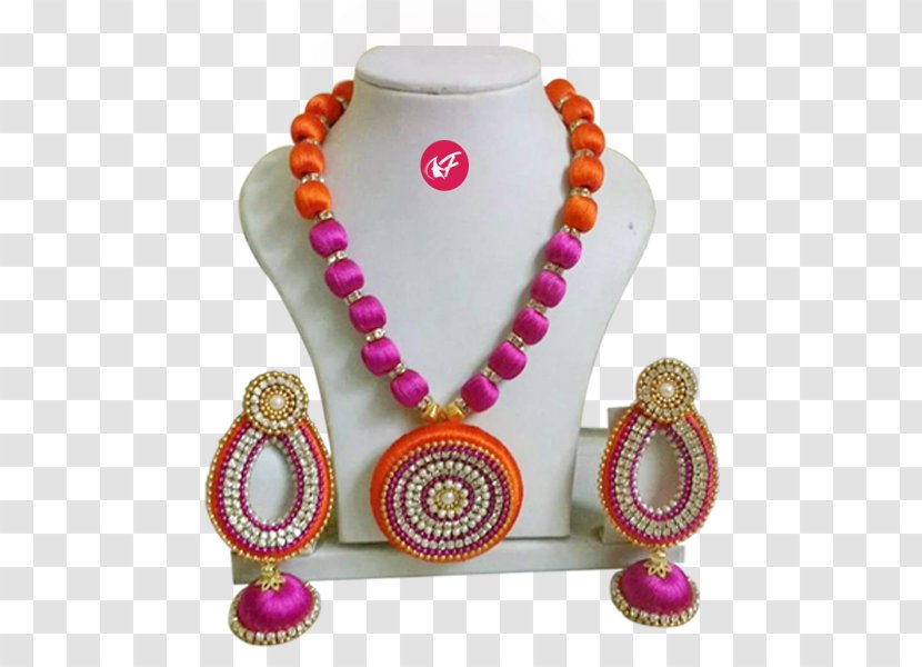 Necklace Earring Thread Silk Jewellery - Textile Transparent PNG