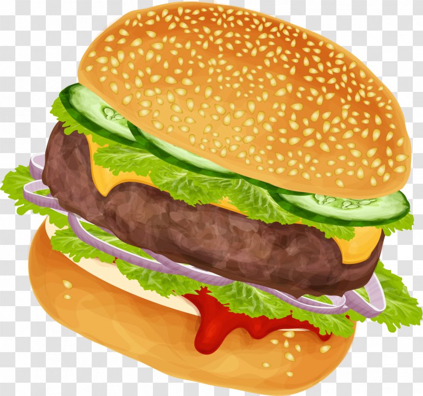 Hamburger Hot Dog Fast Food French Fries Cheeseburger - Restaurant - Yellow Multi-storey Burger Transparent PNG