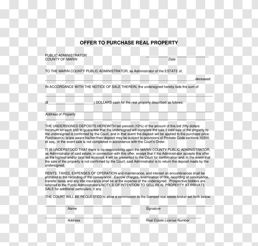 Document Real Estate Contract Purchase And Sale Agreement Property - Deed Transparent PNG
