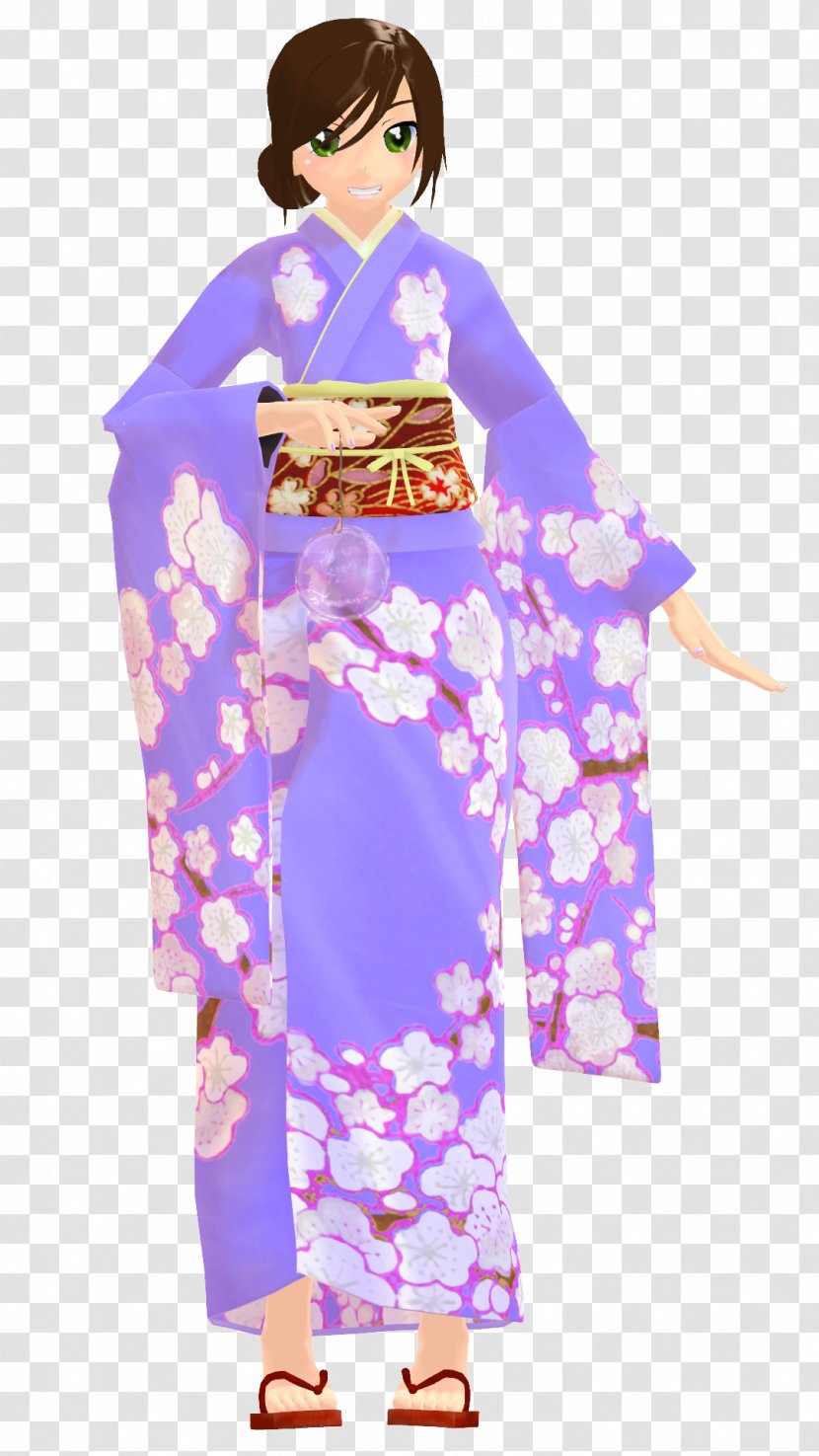 Kimono Geisha Robe - Purple - Yukata Transparent PNG