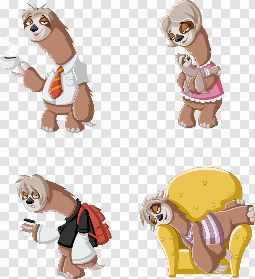 Sloth Royalty-free Clip Art - Dog Like Mammal - Cartoon Lazy Transparent PNG