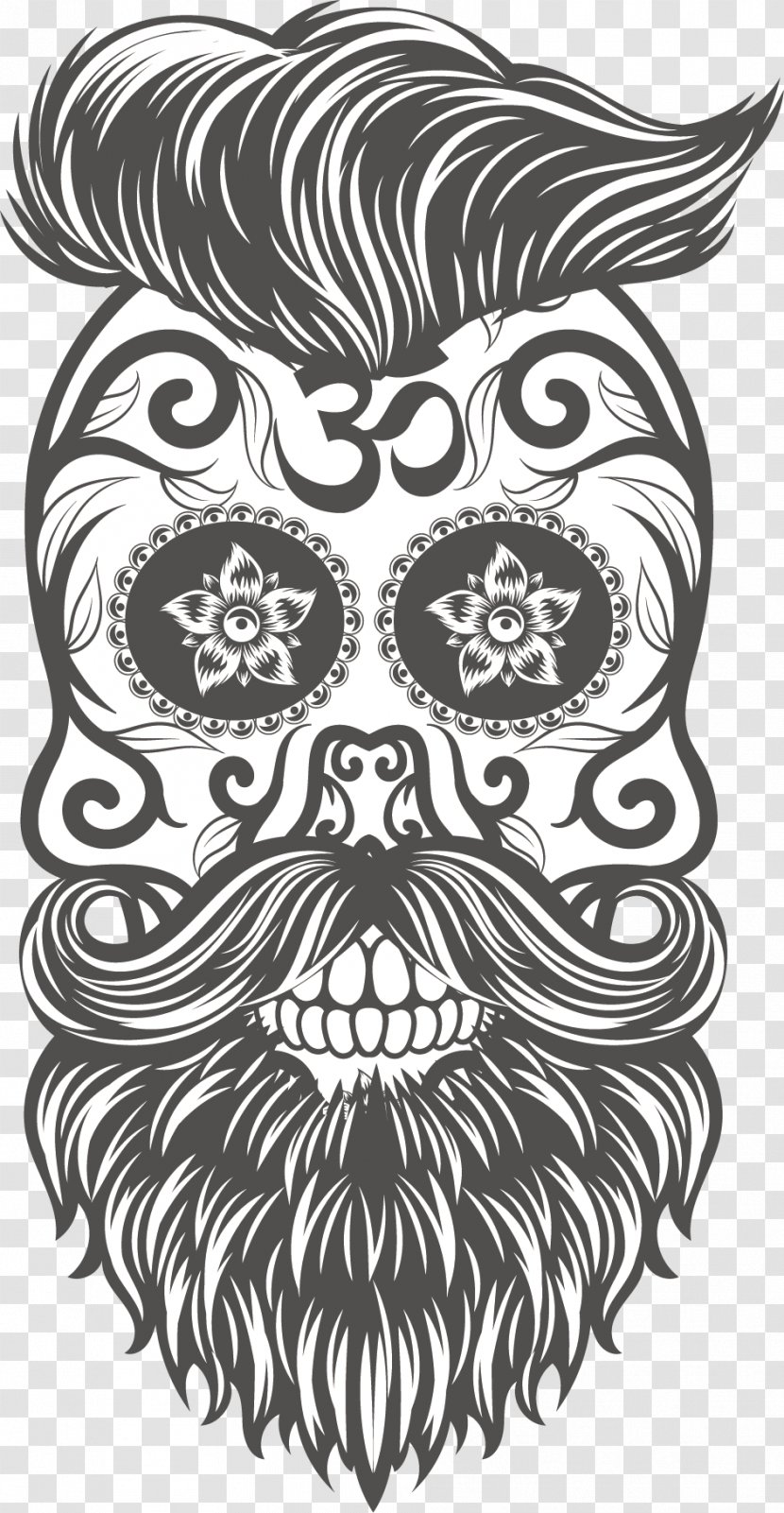 Moto G5 T-shirt Beard Skull And Crossbones Man - Shaving - Vector Hand-painted Skulls Transparent PNG