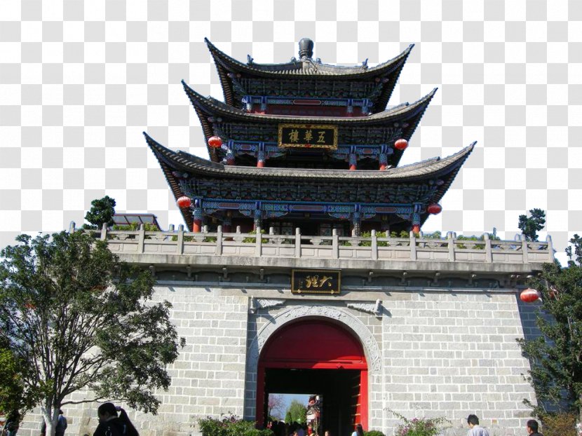 Three Pagodas Wuhua District Lijiang Shaxi, Yunnan Dali Town - Temple - Ancient City Gate Transparent PNG