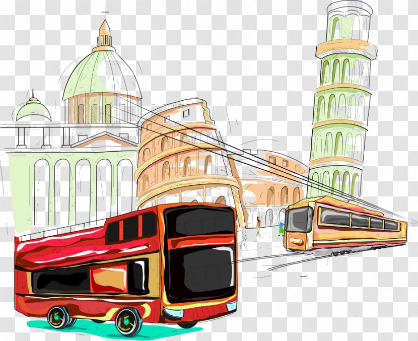 Colosseum Bus Euclidean Vector - Transport - Red And Transparent PNG