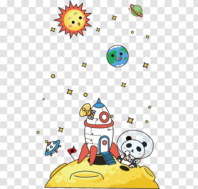 Earth Outer Space Cartoon - Emoticon - Panda Astronaut Transparent PNG