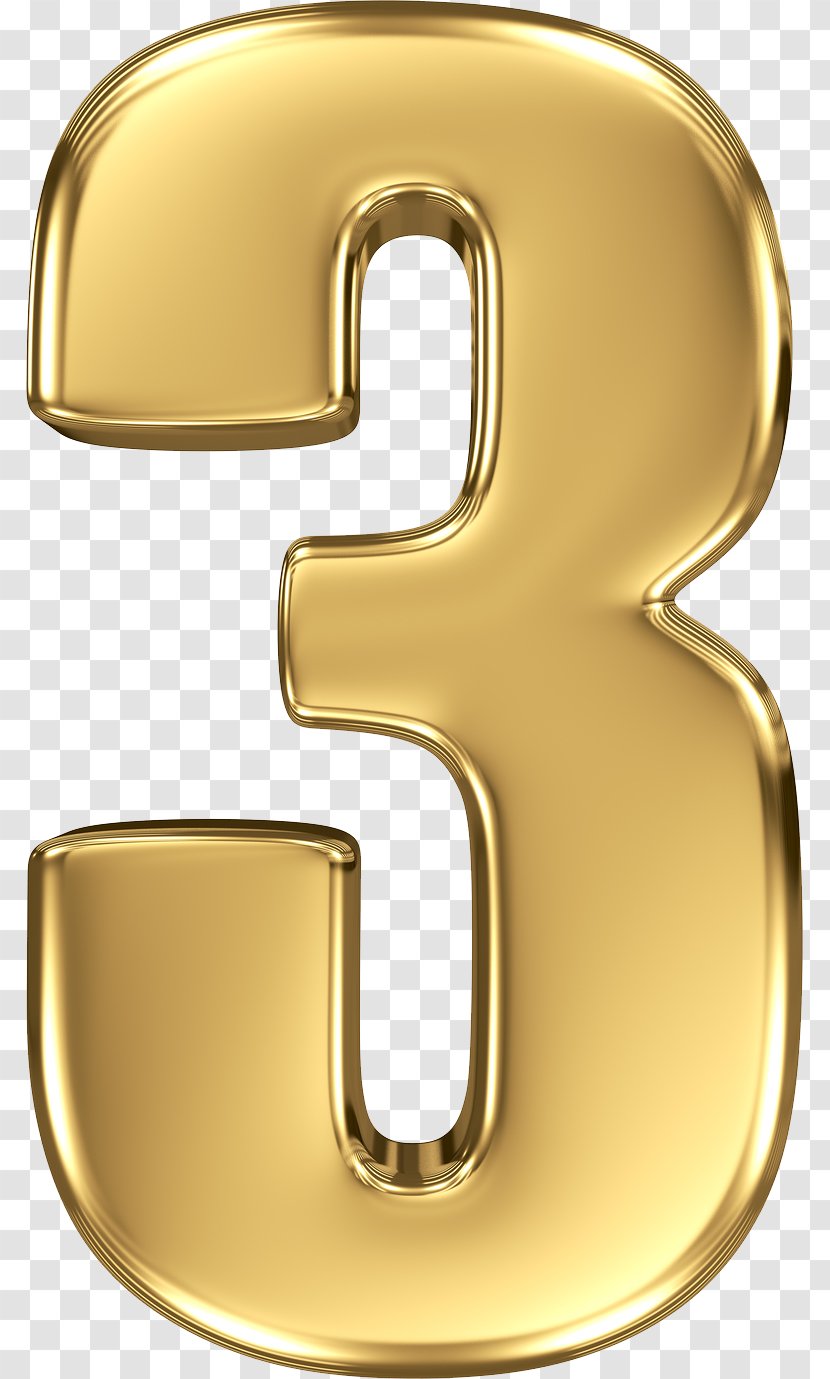 Number Icon Clip Art - Gold - 3 Transparent PNG