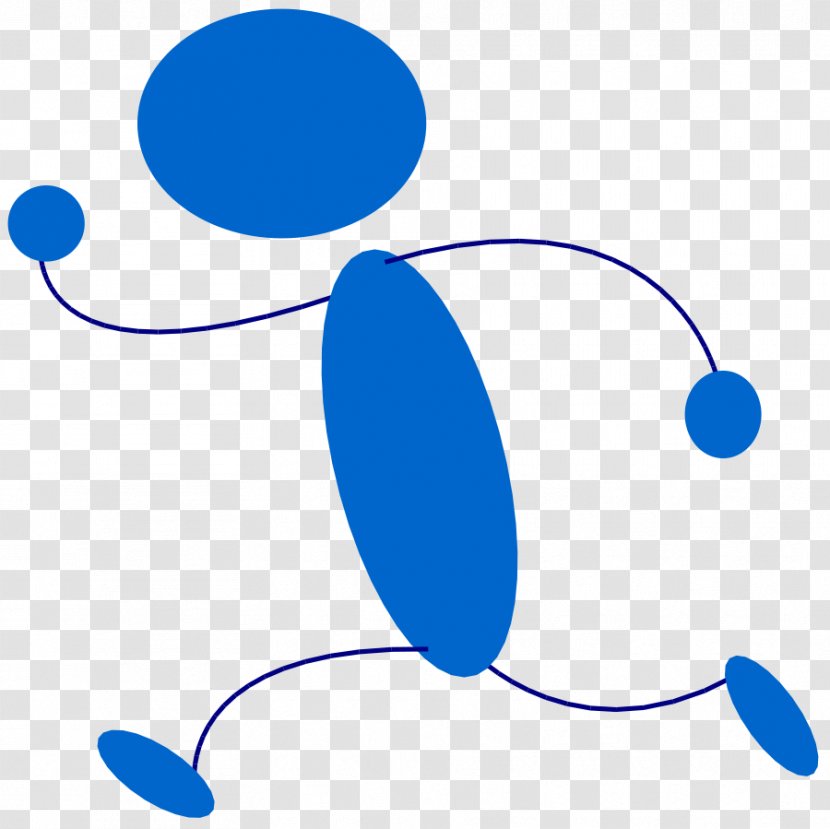 Stick Figure Running Clip Art - Blue - Man Transparent PNG