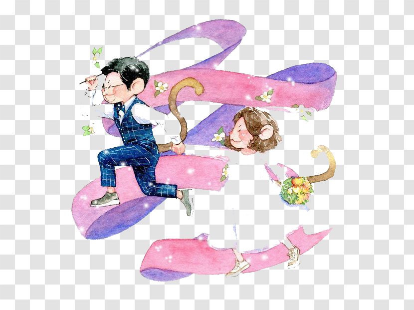 Watercolor Painting Cartoon Drawing Illustration - Couple Transparent PNG