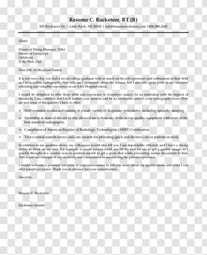 Radiographer Résumé Cover Letter Radiology Template - Report Transparent PNG