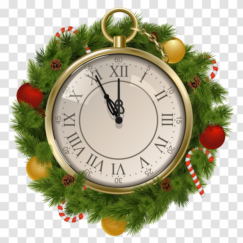 Christmas New Year Clock Clip Art Transparent PNG