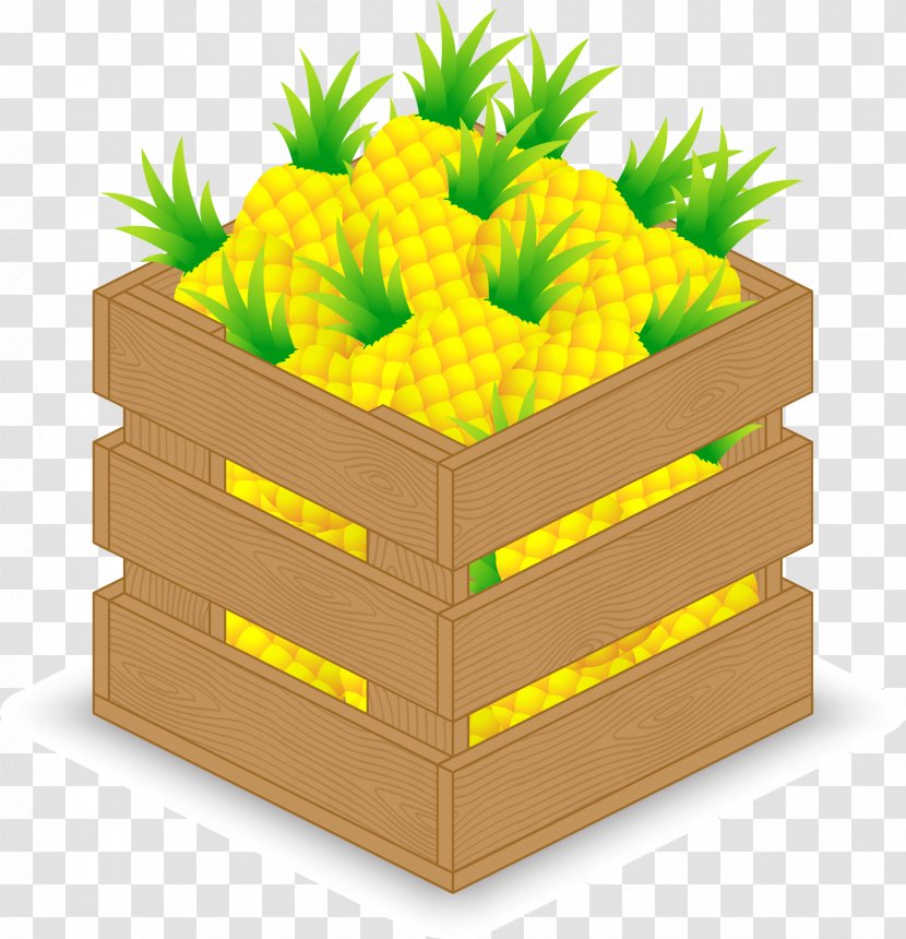 Pineapple Fruit - Wood - 3D A Wooden Box Vector Transparent PNG