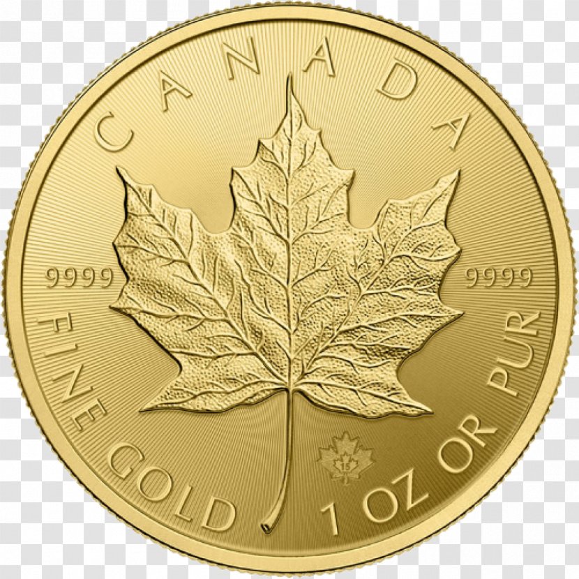 Canada Canadian Gold Maple Leaf Bullion Coin - Currency Transparent PNG