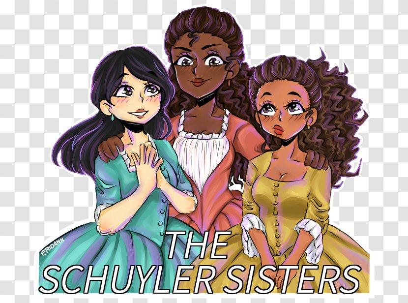 Hamilton The Schuyler Sisters Cartoon Fan Art - Watercolor Transparent PNG