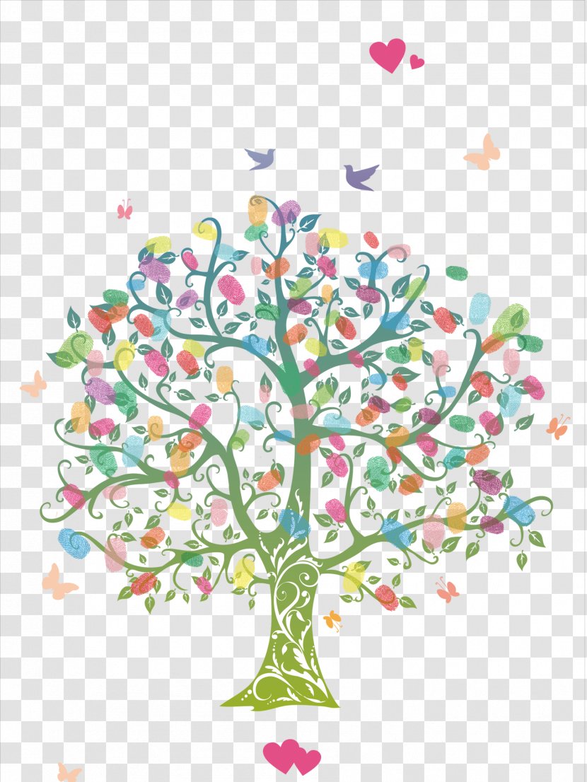 Fingerprint Tree Wedding Guestbook Coloring Book - Finger - Love Transparent PNG