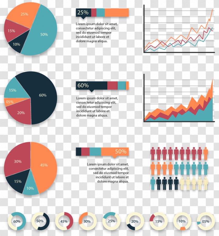 Line Chart Infographic - Template - Vector Painted PPT Data Transparent PNG