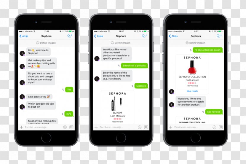 Chatbot Kik Messenger Messaging Apps Sephora - Mobile Phone - Portable Communications Device Transparent PNG