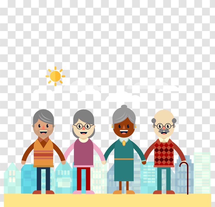 Old Age International Day For Older Persons Aged Care Grandparent - Child - Vector Happy Elderly Transparent PNG