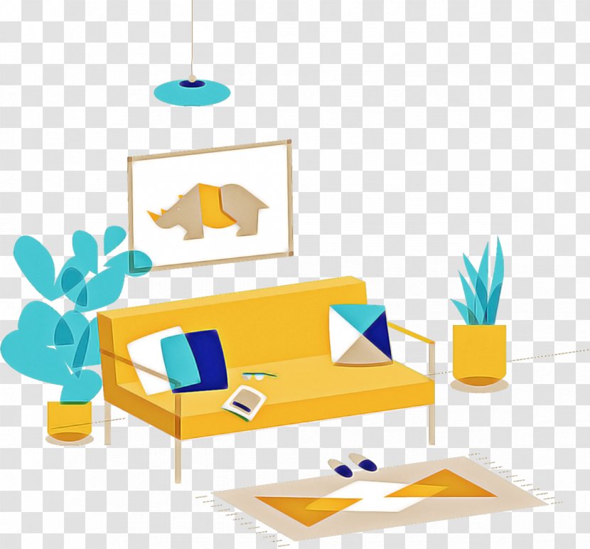 Room Yellow Furniture Turquoise Clip Art - Interior Design Transparent PNG