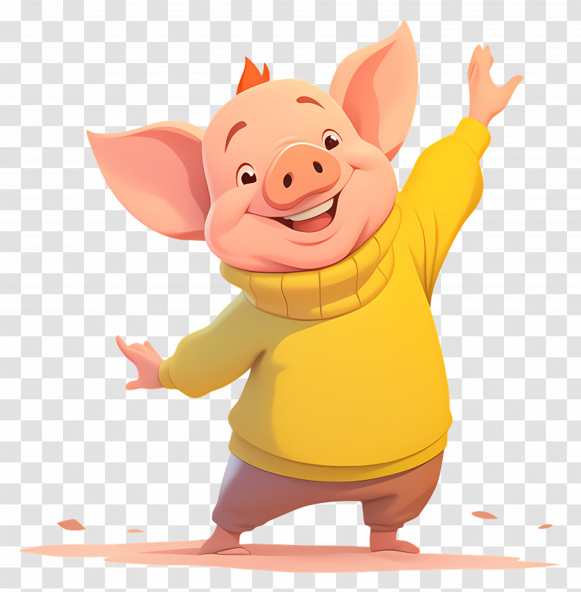 Cute Piglet - Happy Pig In Yellow Sweater Transparent PNG
