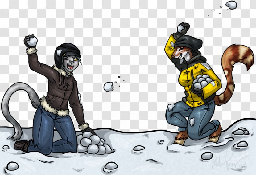 Mammal Cartoon Fiction Legendary Creature - Snowball Fight Transparent PNG