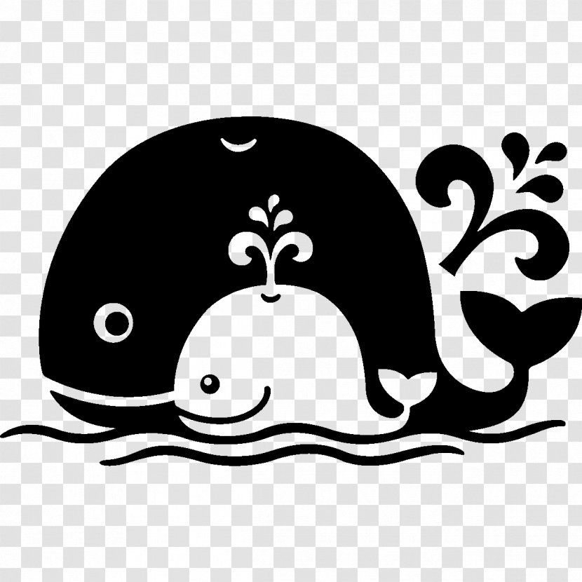 Whale Cartoon - Sticker - Cetacea Blackandwhite Transparent PNG