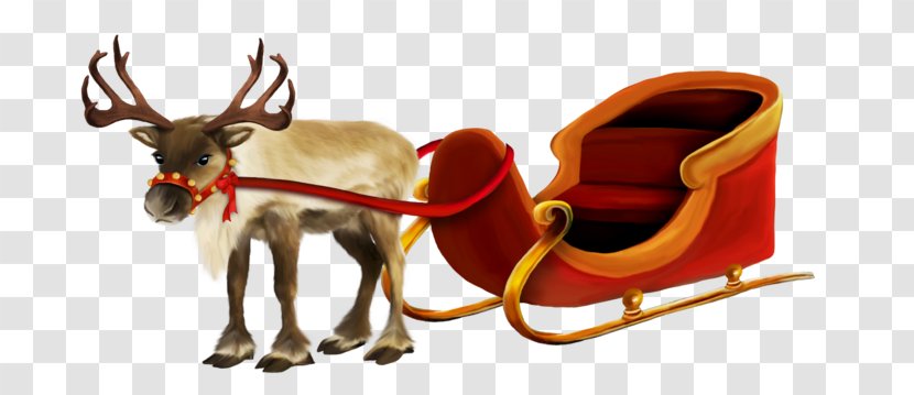 Santa Claus Reindeer Rudolph Clip Art Sled Transparent PNG