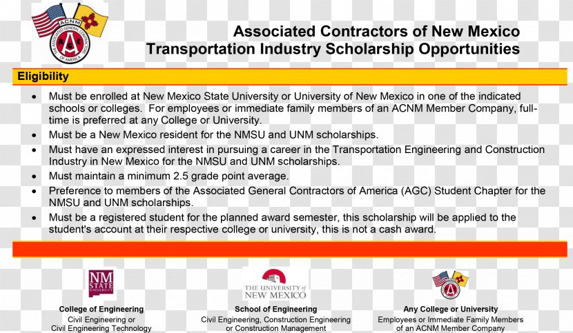 Scholarship Civil Engineering New Mexico State University Web Page Associated Contractors - Paper - Taxi Flyer Transparent PNG