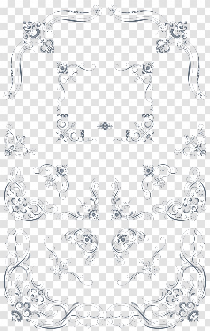 Decorative Corners Clip Art - White - French Frame Transparent PNG