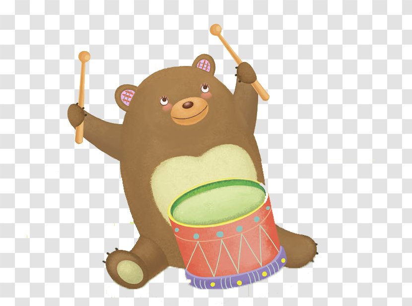Cartoon Drum Musical Instrument Illustration - Drums Bear Transparent PNG
