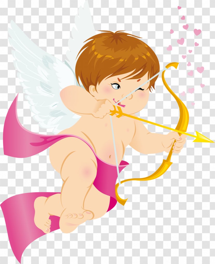 Angel Cherub Clip Art - Silhouette - With Bow Free Clipart Picture Transparent PNG
