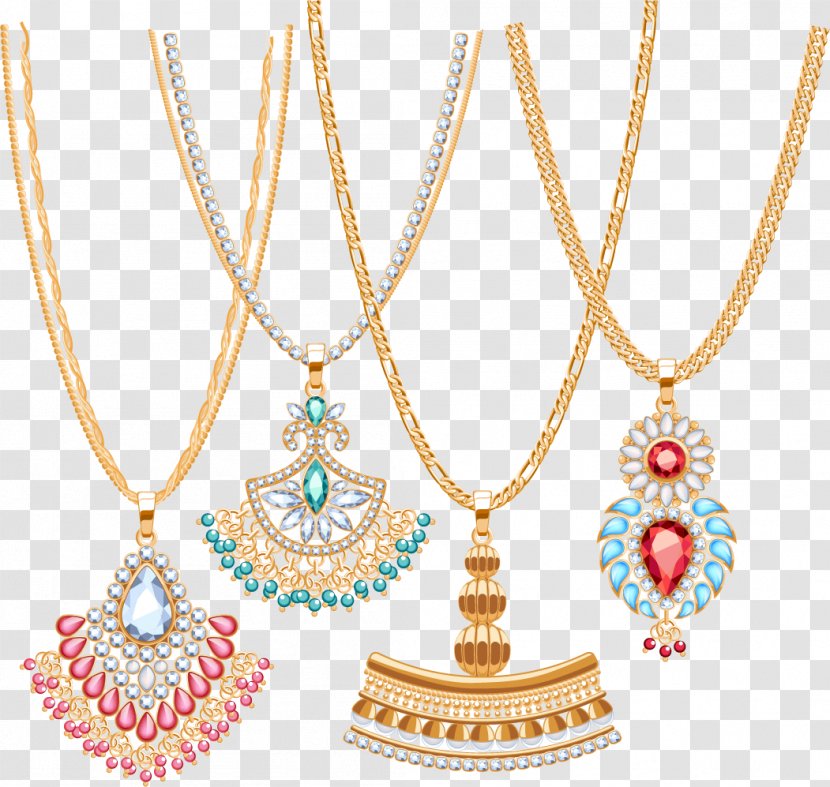 Necklace Gold Jewellery Chain - Diamond Ring Jewelry Vector Material Transparent PNG