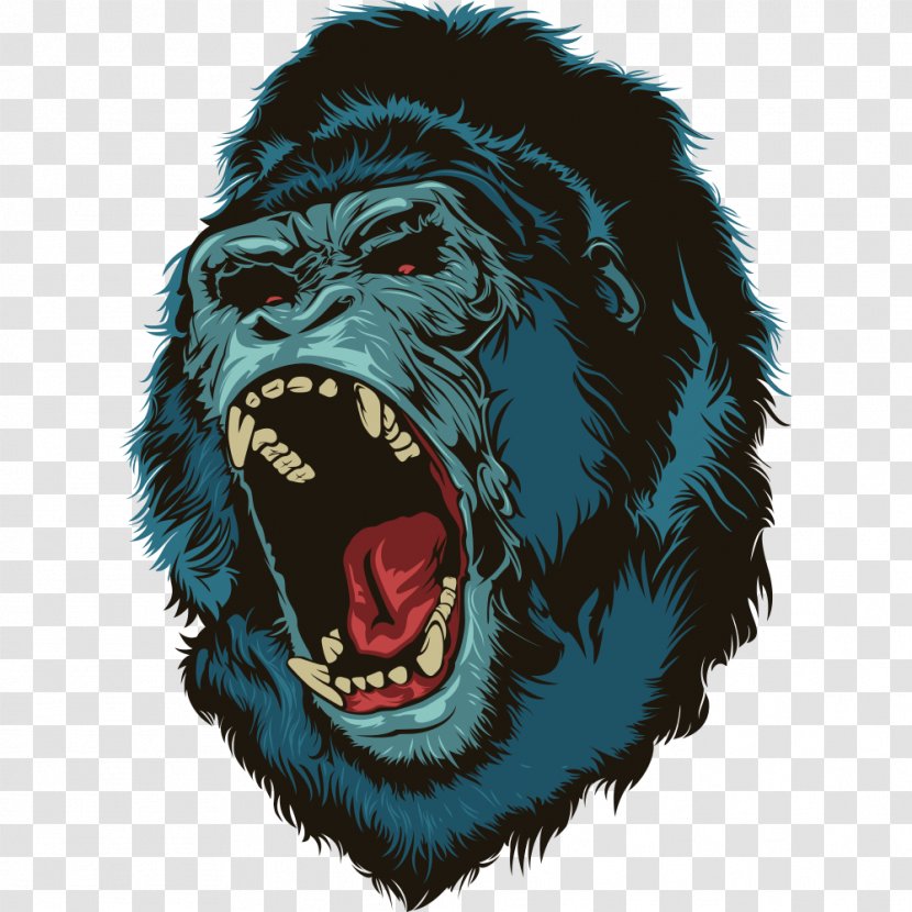 Western Gorilla Ape Illustration - Primate - Roaring Transparent PNG