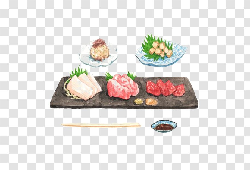 Japanese Cuisine Sushi Sashimi Illustration - Meat Transparent PNG