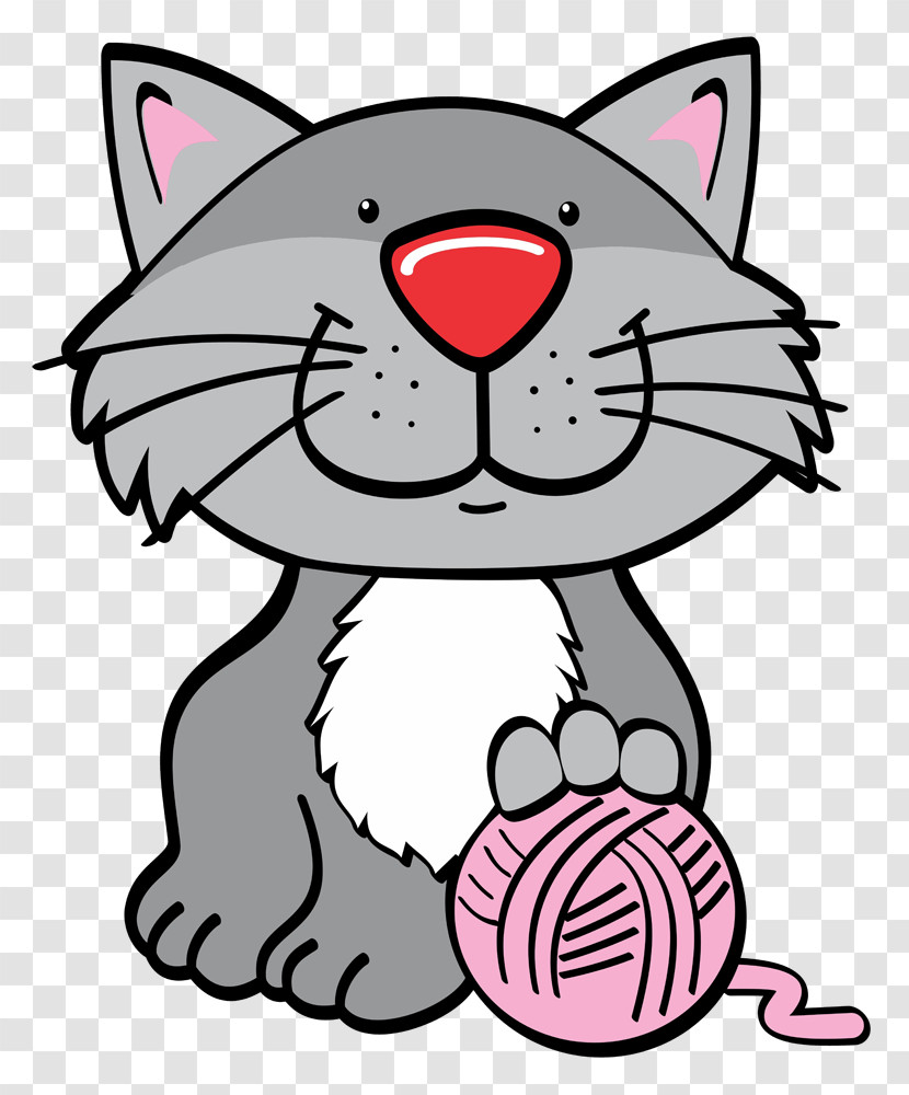 Cartoon Cat Nose Pink Head Transparent PNG